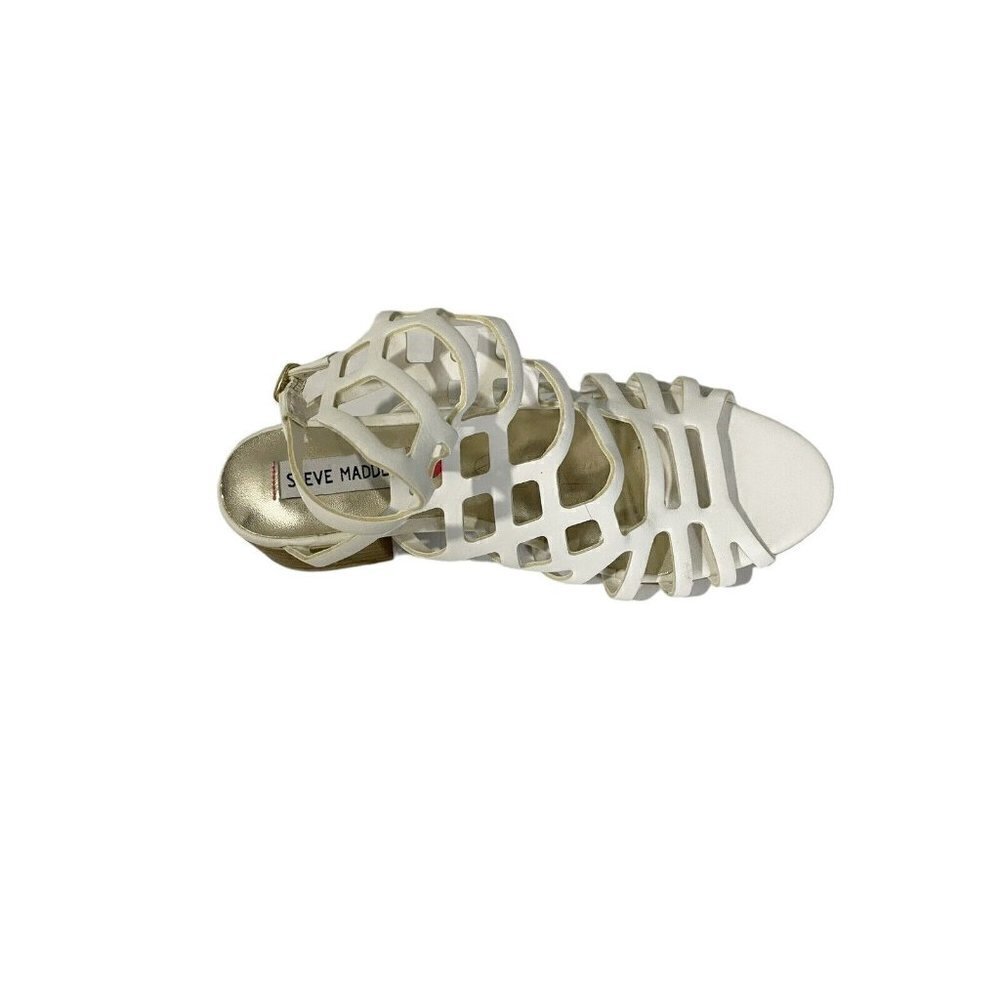 Steve Madden JGlide White Strappy Girls Sandals 5 Open Toe Block Heel‎